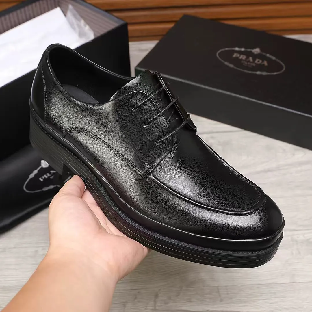 Men's shoes 💰540 💰💰🎩🎩【Prada】Counter 1:1⬆️original reproduction, absolute quality🆗original outsole, high-quality imported rubber, wear-resistant and non-slip, never degummed, upper material: imported first-layer cowhide➕anti-slip foam outsole, official website material, inner material: water-dyed 🐂leather lining, optional! Code number 38-45